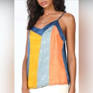 Current Air Los Angeles jewel tone Colorblock Women's adjustable Camisole Top